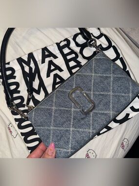 Marc Jacob’s Denim Quilted Crossbody Bag with Silver Hardware